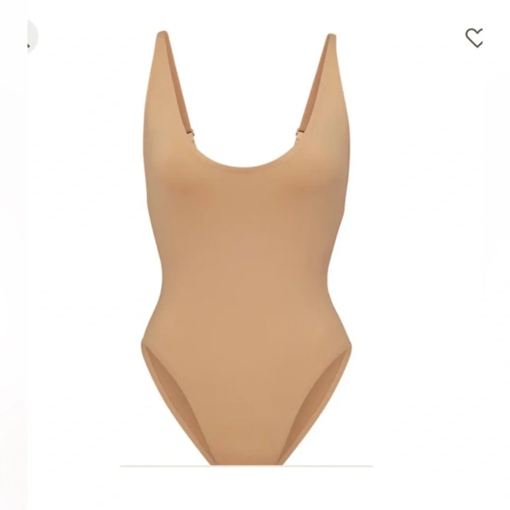 SKIMS Scoop neck One piece Swimsuit in almond NWT